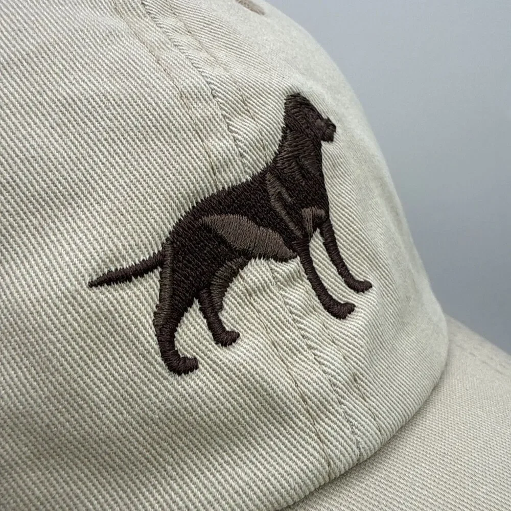 Orvis Baseball Cap Hat Khaki Strap Back Chocolate Labrador Lab Dog Embroidered